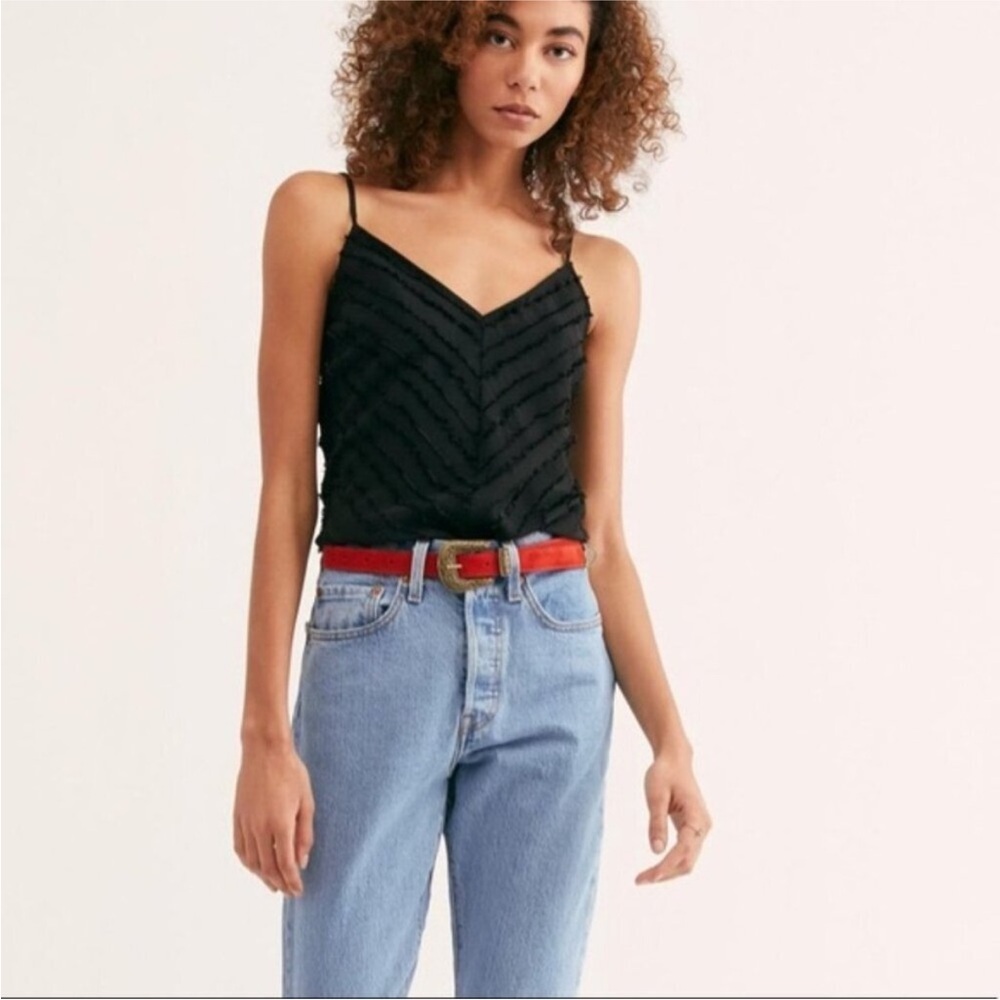 Intimately Free People Fade Away Black Textured Cami Top, Size XS Boho Festival